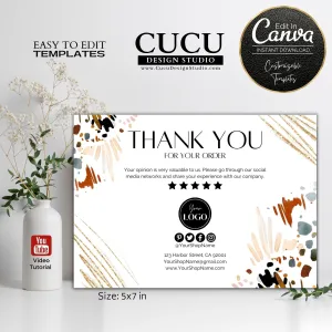 Boho Chic Thank You For Your Purchase Card Template