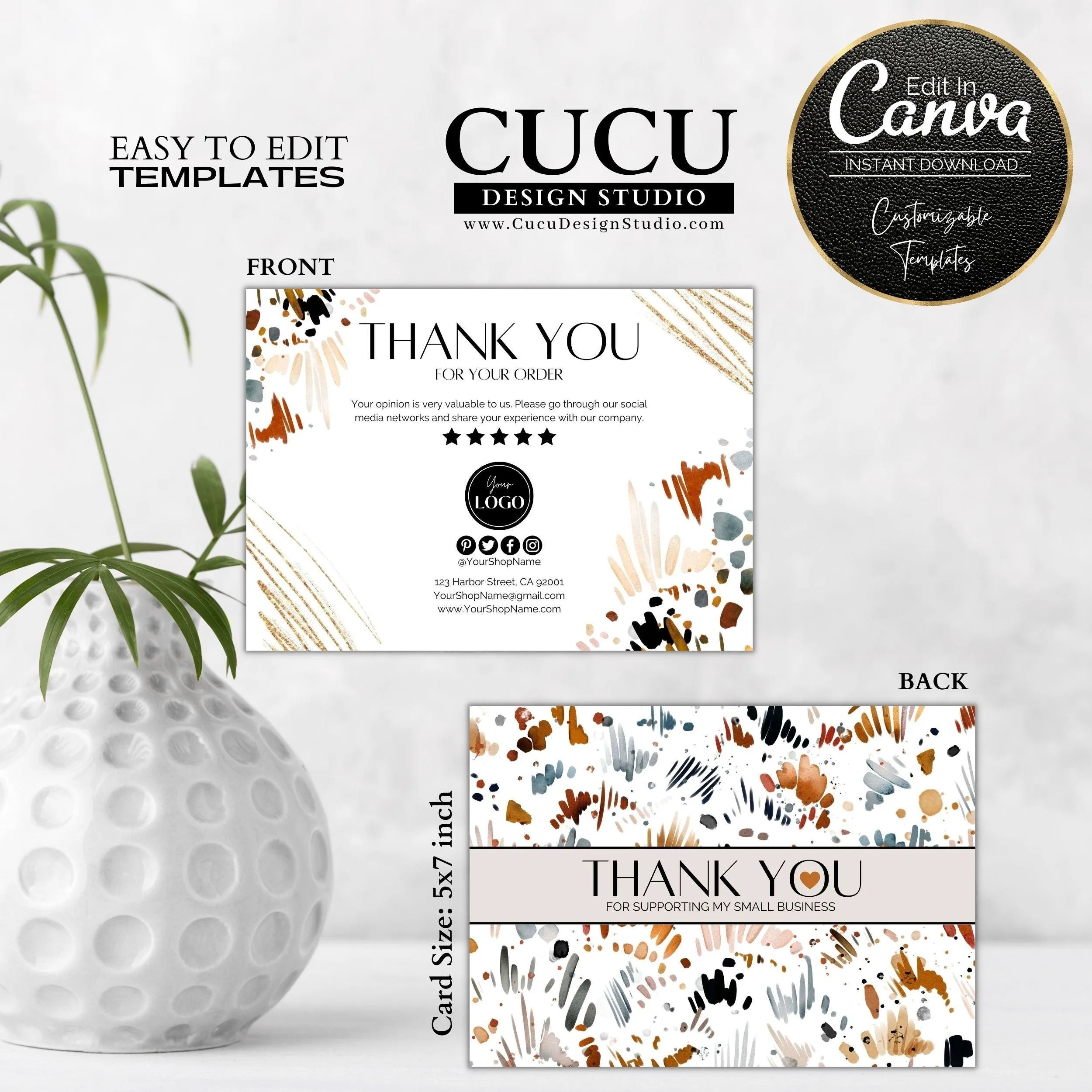 Boho Chic Thank You For Your Purchase Card Template