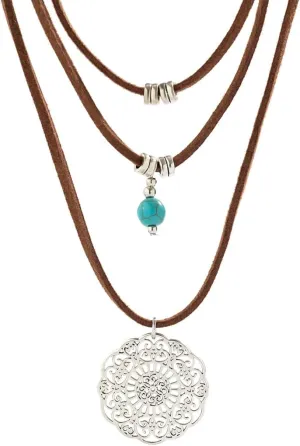 Boho Choker Necklace for Women Western Leather Shell Cord Trendy Layered Western Turquoise Accessories Necklaces Jewelry for Women