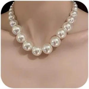 Boho Short Large Vintage Pearl Shiny Choker Necklaces Dainty Pearls Simple 1920s Choker Necklace Halloween Prom Party Bar Necklace for Women