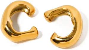 Bold 18K Gold Stainless Steel Punk Hip-Hop Ear Cuff | Hypoallergenic & Tarnish-Free | Stylish Women's Jewelry