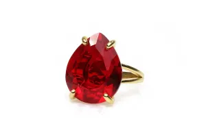 Bold Ruby Ring in 14k Gold - Statement Pear Cut Ring - Fashionable Gemstone, Birthstone Rings for Women - Customizable Handmade Jewelry Ring for Birthday, Wedding, Anniversary