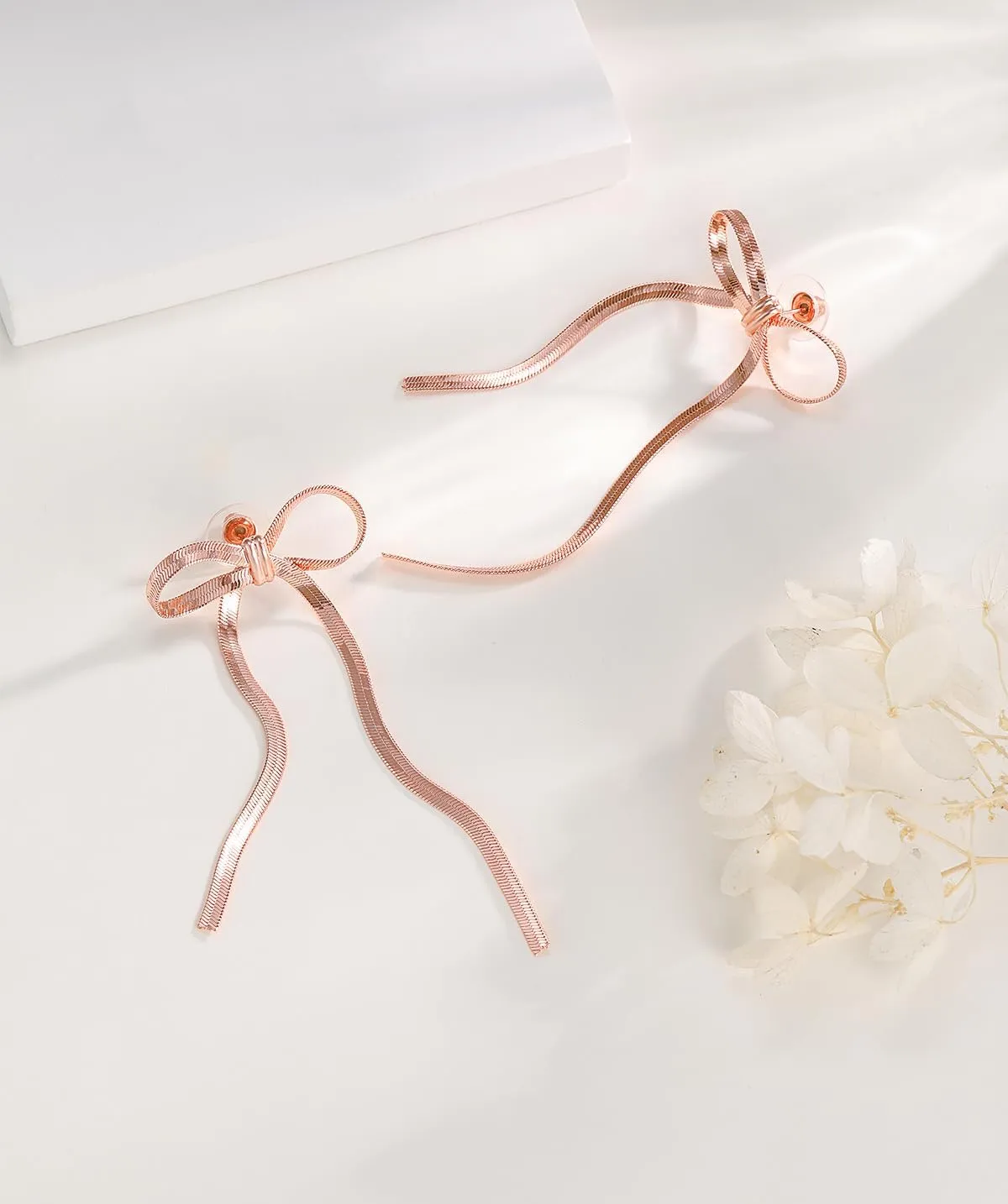 Bow Drop Dangle Earrings for Women, Long Tassel Chain Earrings Wedding Statement Earrings