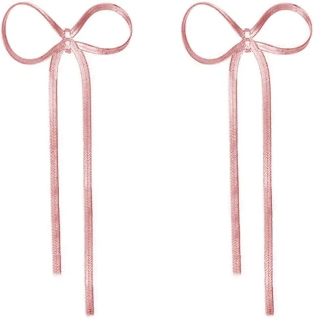 Bow Drop Dangle Earrings for Women, Long Tassel Chain Earrings Wedding Statement Earrings