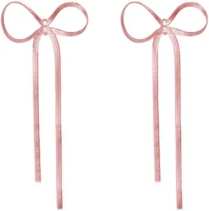 Bow Drop Dangle Earrings for Women, Long Tassel Chain Earrings Wedding Statement Earrings