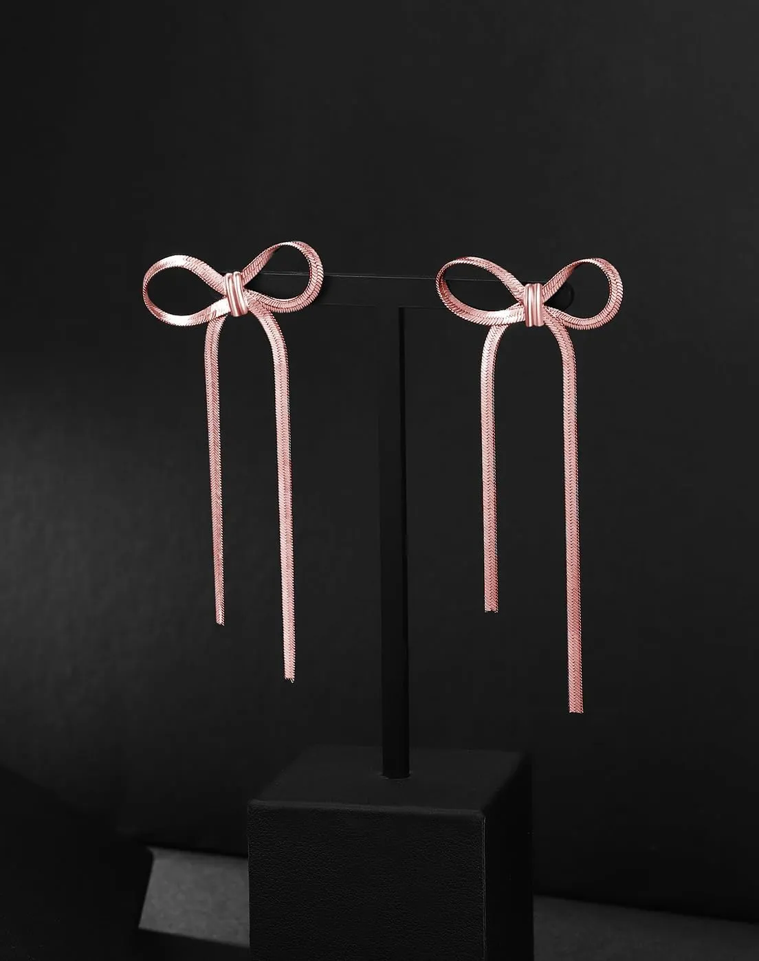 Bow Drop Dangle Earrings for Women, Long Tassel Chain Earrings Wedding Statement Earrings