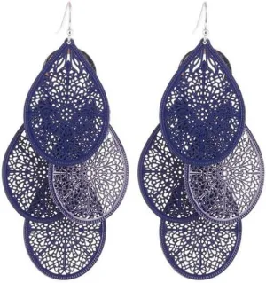 Bridal Vingtage 4 Teardrop Shape Pierced Dangle Earrings Large Statement Earrings