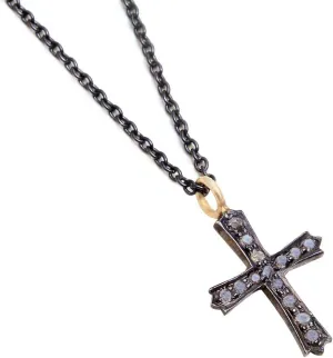 Brown Diamond Cross Pendant Necklace with 0.16 Carat Brown Diamonds (I2-I3 Clarity) in 925 sterling silver Religious Christian Necklace For Women Or Men