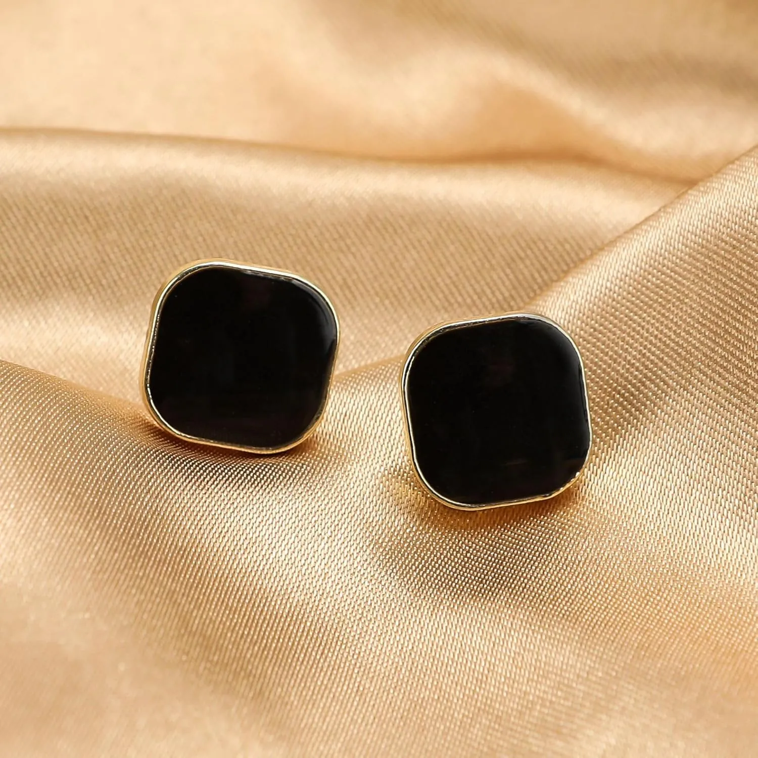 Caiyao Lightweight Colorful Enamel Square Button Earrings for Women Small Square Post Stud Earrings Delicate Pierced Earrings Teen Birthday Party Concert Christmas Jewelry Gifts