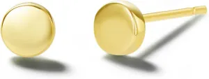 Carleen 14K Solid Real Yellow Gold Earrings Dainty 4mm Tiny Statement Dot Solitaire Round Earrings Delicate Fine Jewelry Stud Earrings for Women