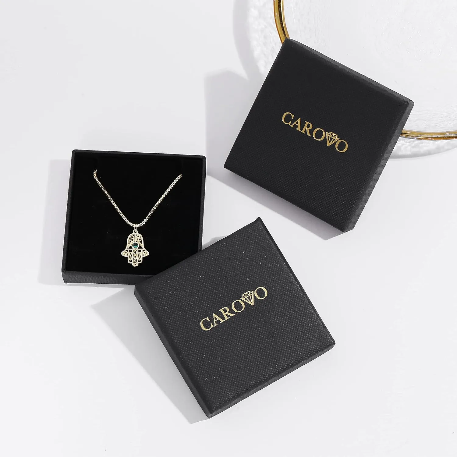 CAROVO Dainty Gold Necklace for Women 14K Plated Layered Chain Necklaces Trible Layering Paper Clip Chain Hammered Disc Link Necklace Shiny Twisted Rope Chain Necklace Jewelry
