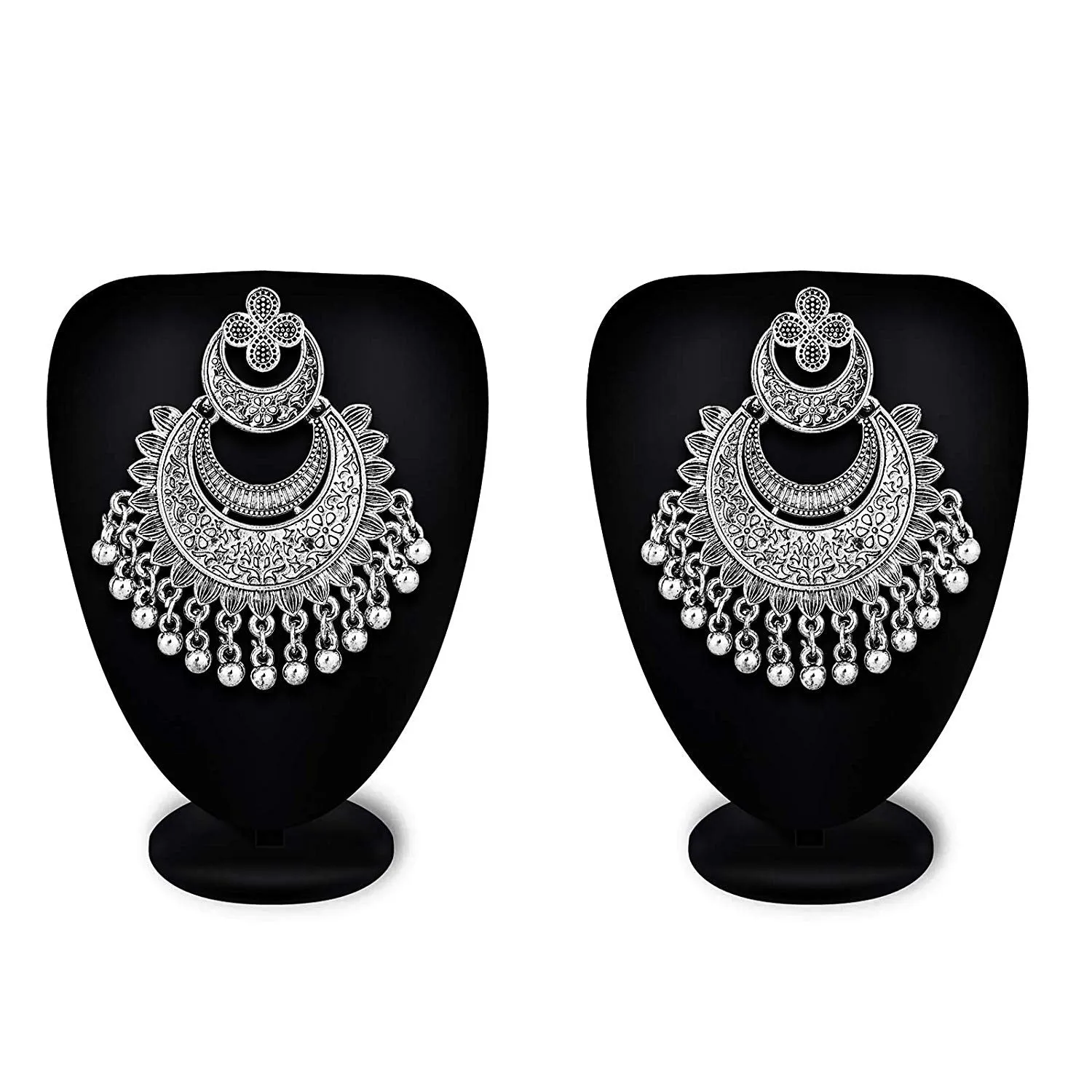 Chandbali Style Oxidized German Silver Earrings (E906)