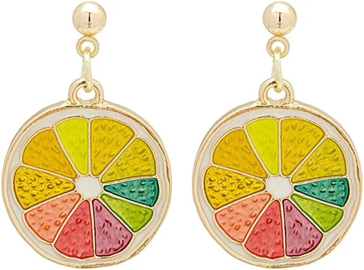 Charm Colorful Lemon Slice Earring Cute Fruit Earrings Fruit Style Earrings for Women Girls Statement Statement Jewelry Gifts