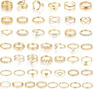 CHICUTIE Gold Knuckle Rings Set For Women Stackable Joint Finger Midi Rings Dainty Cubic Crystal Zirconia Simple Hollow Twist Cute Rings Pack Jewelry Gift