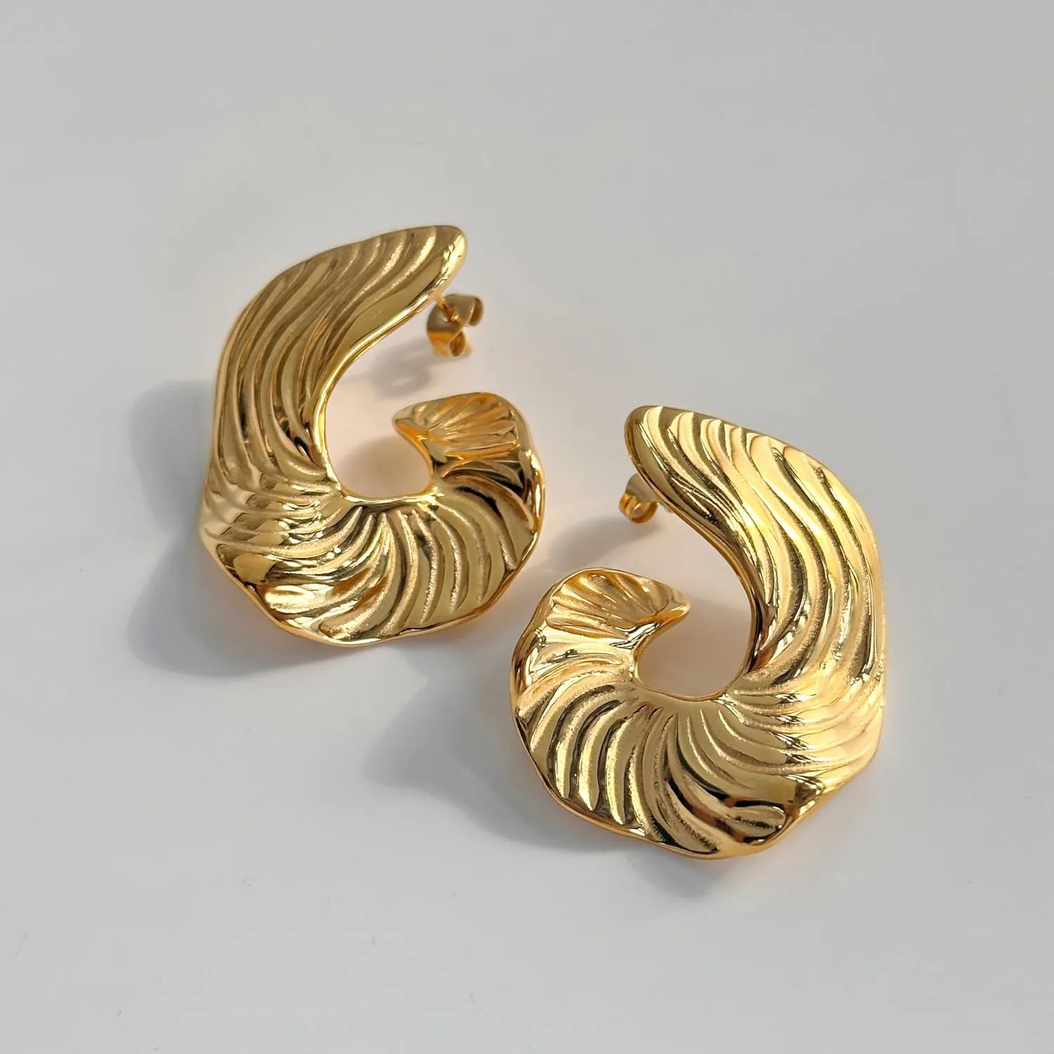 Chunky Gold & Silver Spiral Earrings - Trendy Large Geometric Fashion Statement Earrings