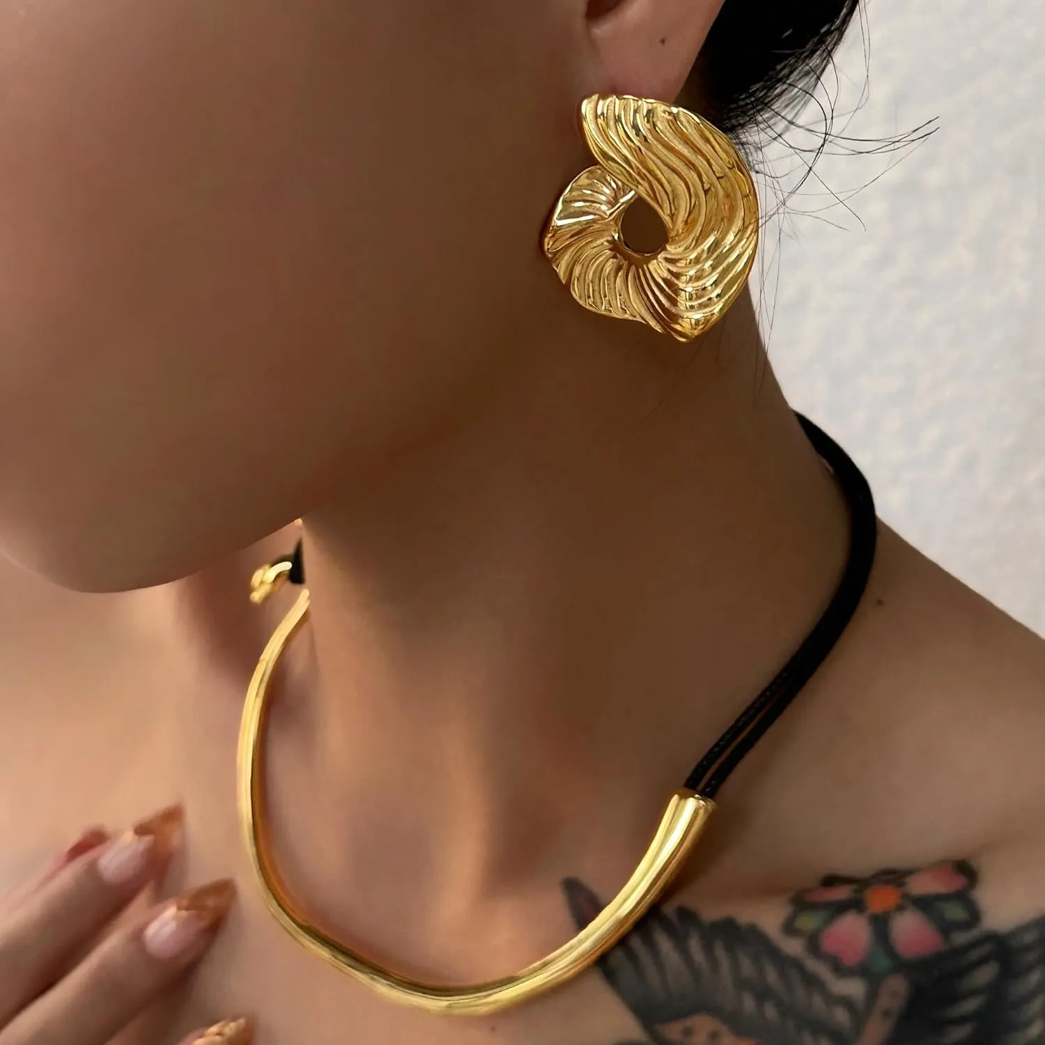 Chunky Gold & Silver Spiral Earrings - Trendy Large Geometric Fashion Statement Earrings