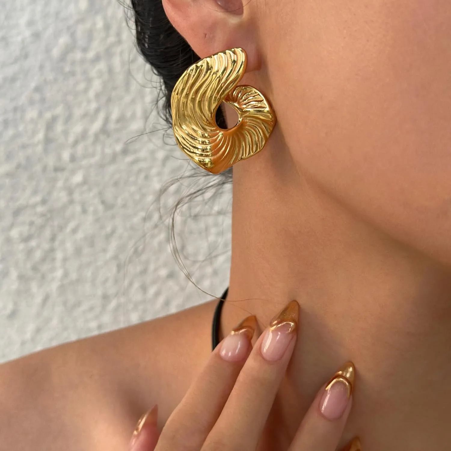 Chunky Gold & Silver Spiral Earrings - Trendy Large Geometric Fashion Statement Earrings