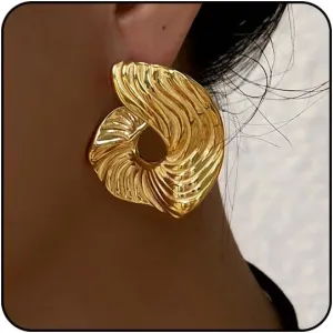 Chunky Gold & Silver Spiral Earrings - Trendy Large Geometric Fashion Statement Earrings