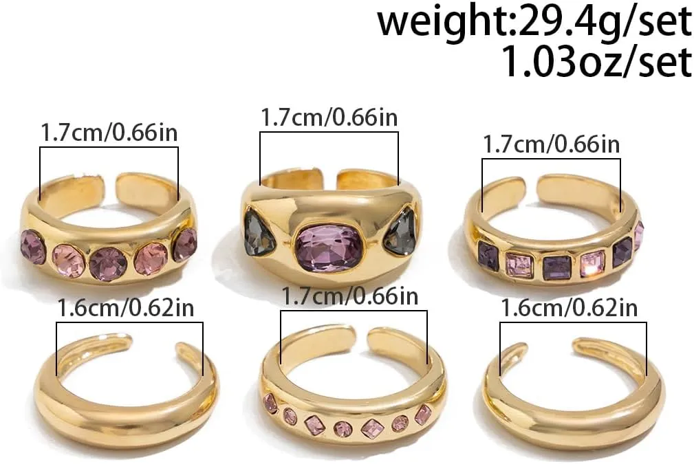 Chunky Gold Ring Set for Women Stacking Knuckle Finger Open Rings Statement Ring Set Punk Jewelry