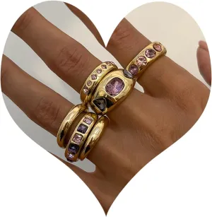 Chunky Gold Ring Set for Women Stacking Knuckle Finger Open Rings Statement Ring Set Punk Jewelry