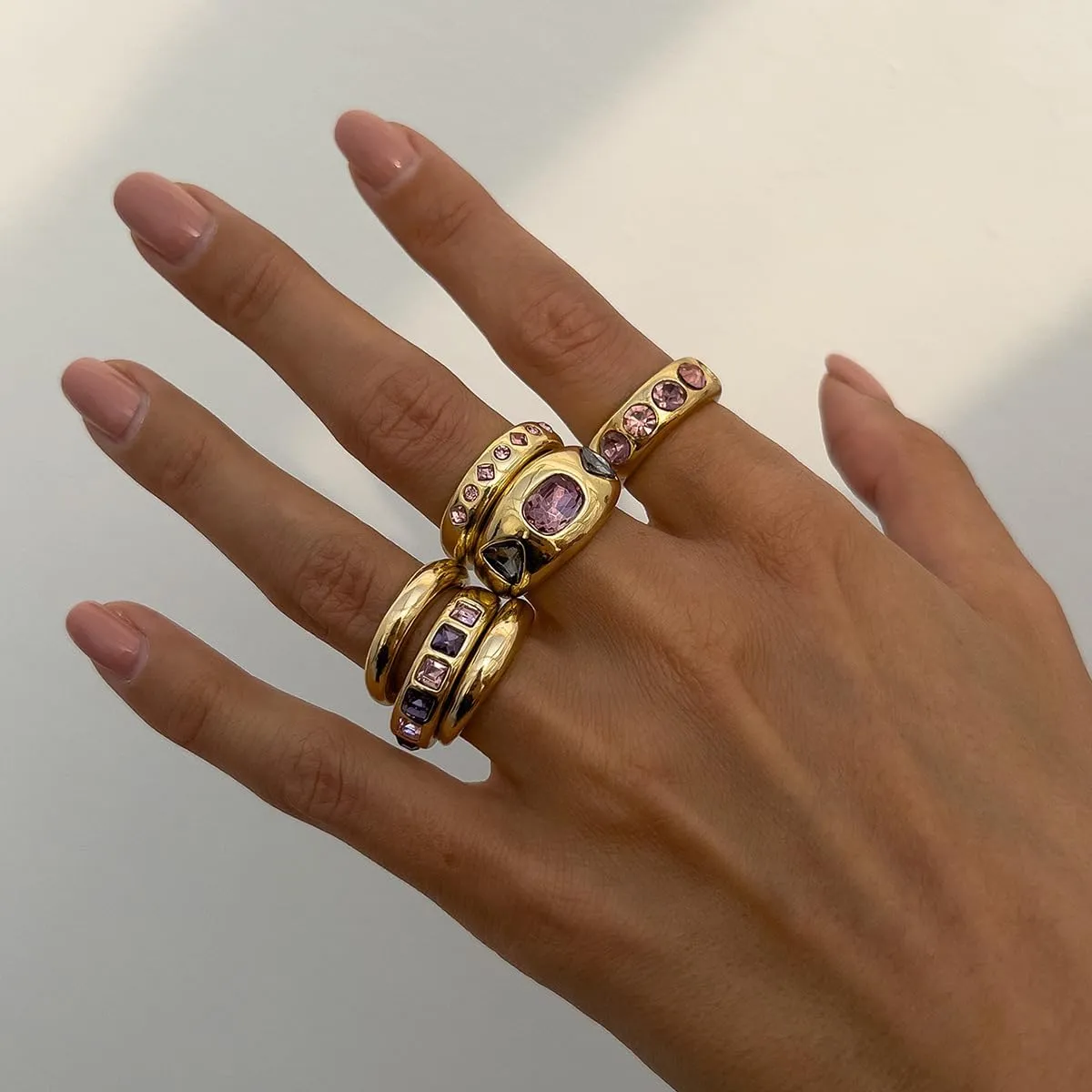 Chunky Gold Ring Set for Women Stacking Knuckle Finger Open Rings Statement Ring Set Punk Jewelry