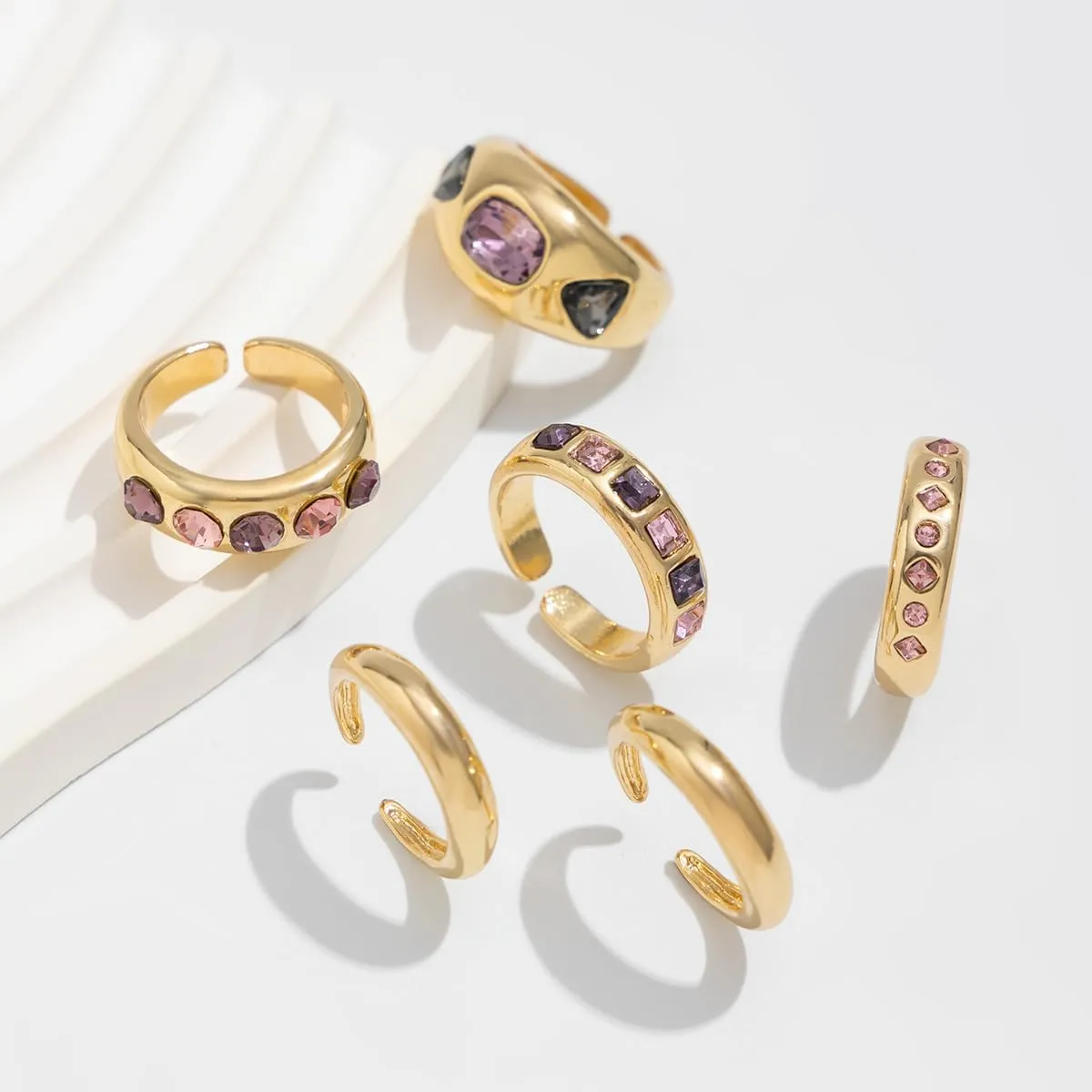 Chunky Gold Ring Set for Women Stacking Knuckle Finger Open Rings Statement Ring Set Punk Jewelry