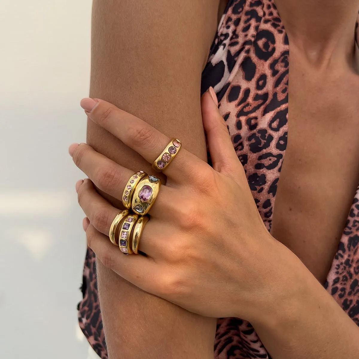 Chunky Gold Ring Set for Women Stacking Knuckle Finger Open Rings Statement Ring Set Punk Jewelry