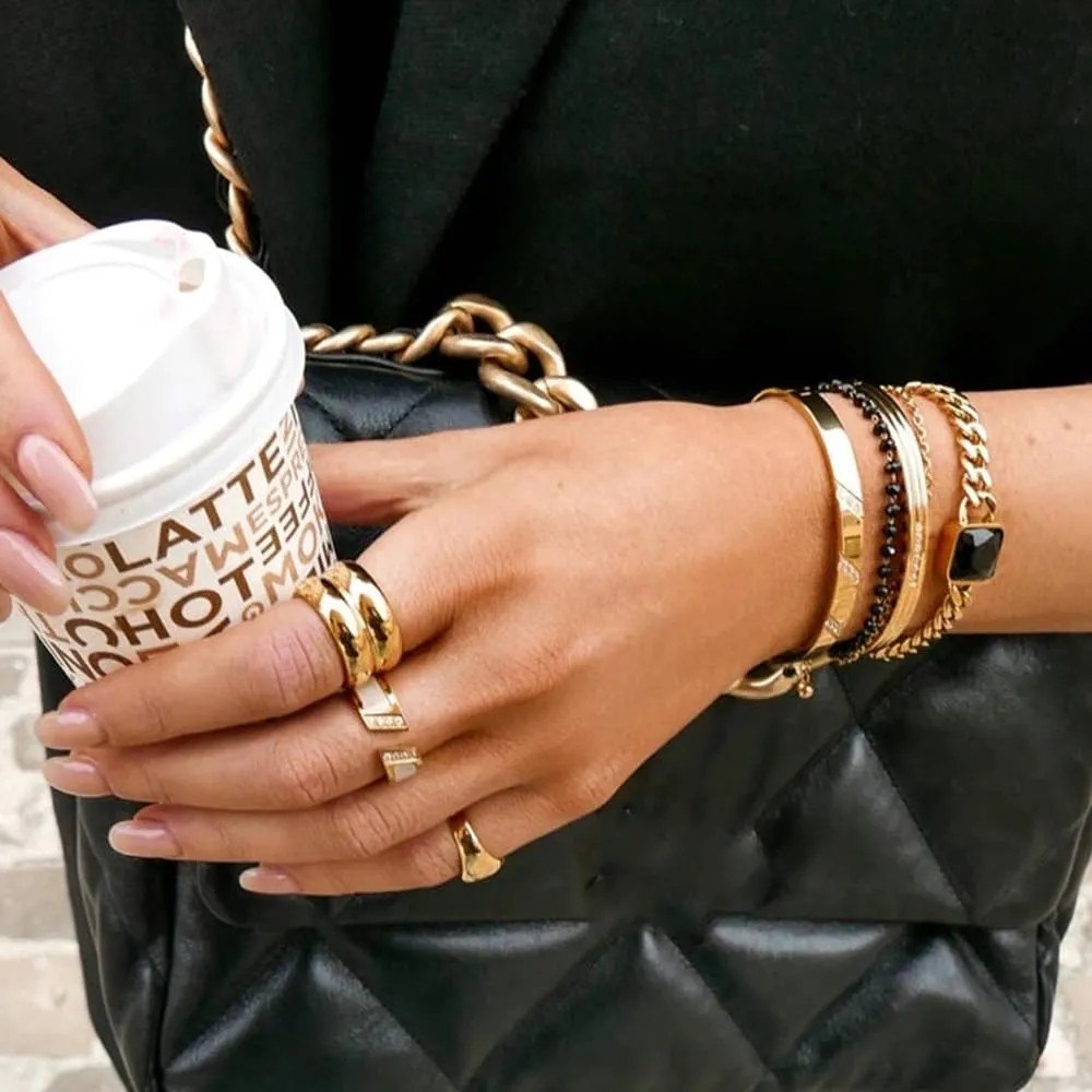 Chunky Gold Rings That Don't Tarnish Size 6-11 Silver Statement Rings for Women Bold Thick Chunky Rings Gold Silver Rings for Women
