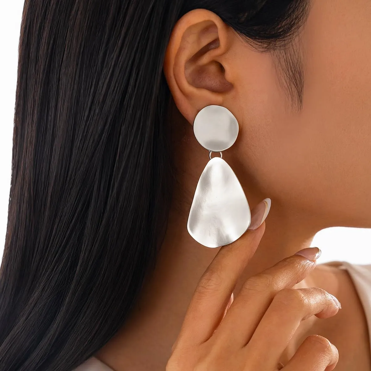 Chunky Gold Statement Earrings for Women Trendy Big Gold Earrings Dangle Large Silver Earrings Long Teardrop Geometric Drop Dangle Earrings Chunky Jewelry