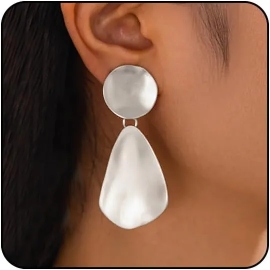 Chunky Gold Statement Earrings for Women Trendy Big Gold Earrings Dangle Large Silver Earrings Long Teardrop Geometric Drop Dangle Earrings Chunky Jewelry