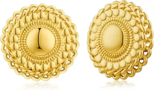 Chunky Gold Statement Earrings Studs - Vintage Trendy Jewelry Gifts for Women