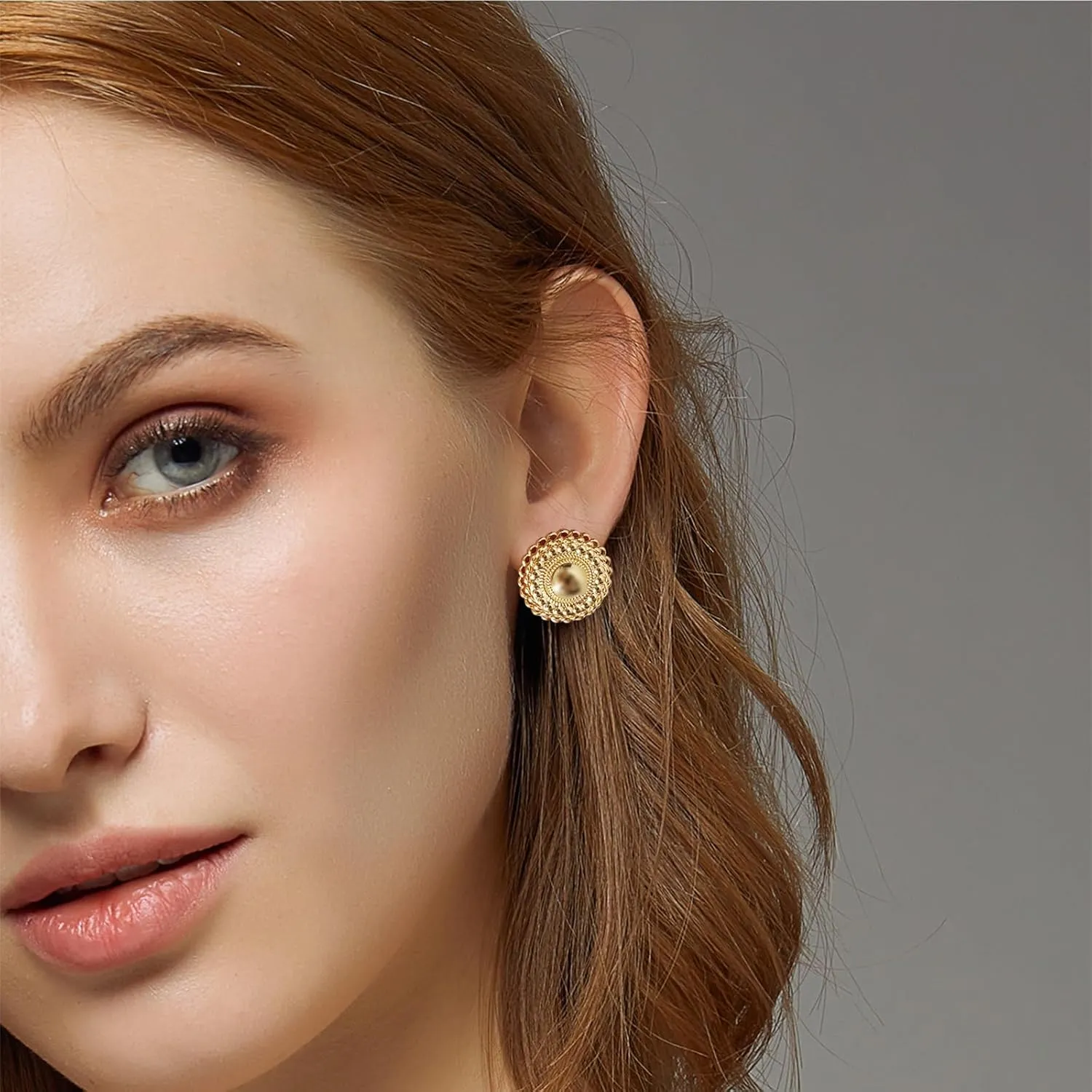 Chunky Gold Statement Earrings Studs - Vintage Trendy Jewelry Gifts for Women