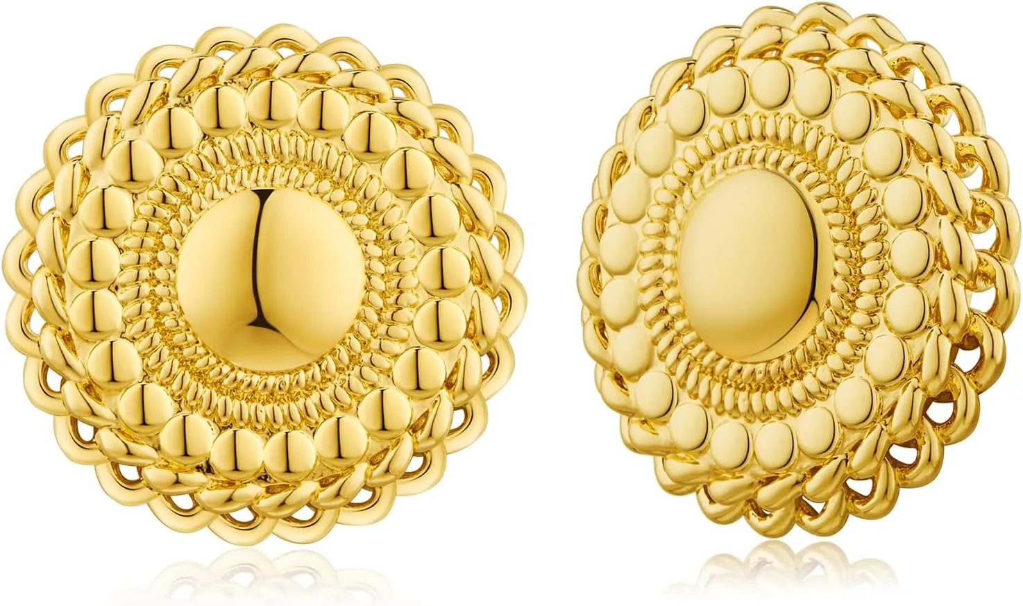Chunky Gold Statement Earrings Studs - Vintage Trendy Jewelry Gifts for Women