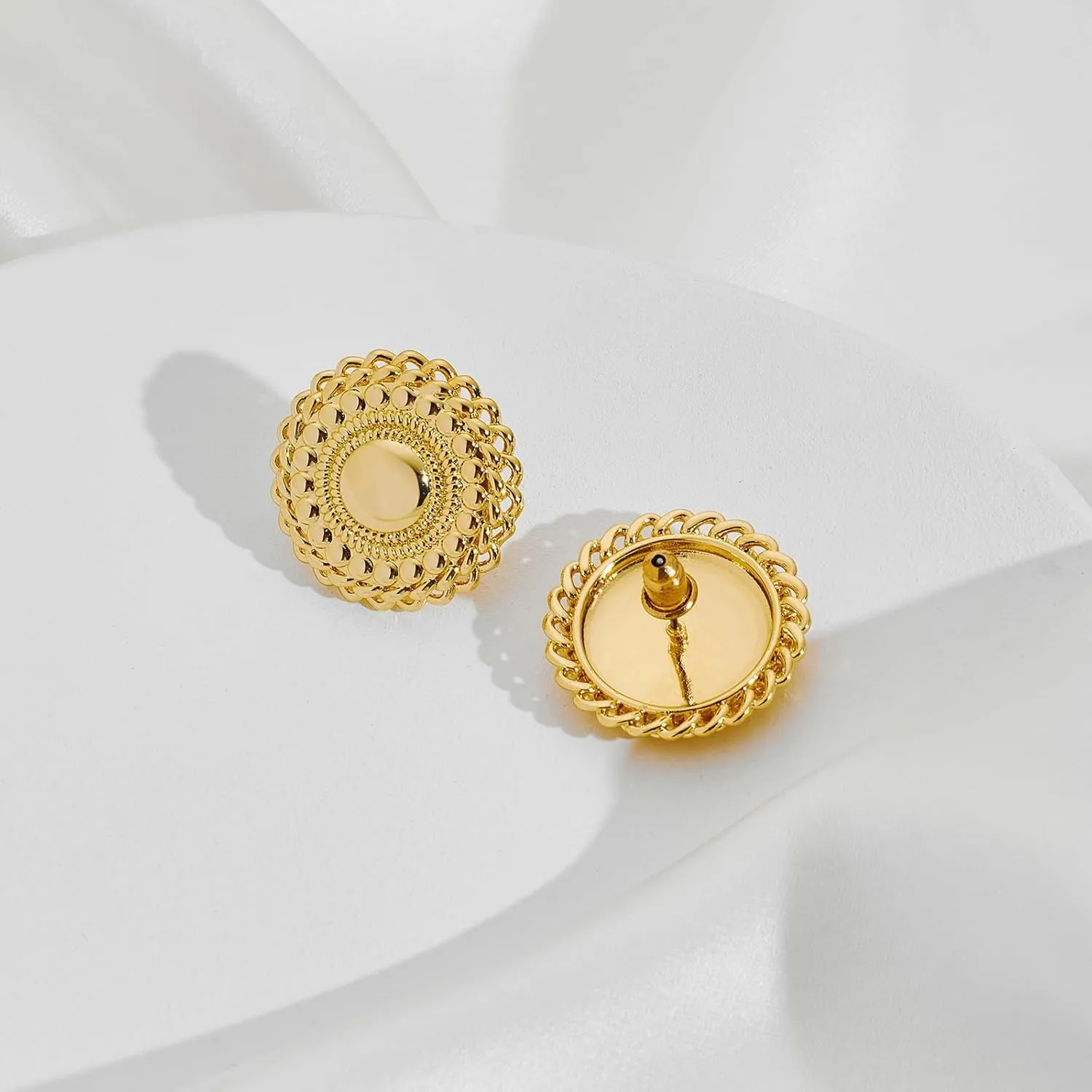 Chunky Gold Statement Earrings Studs - Vintage Trendy Jewelry Gifts for Women