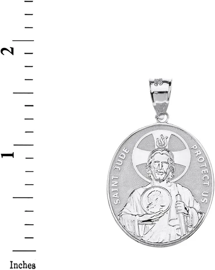 Claddagh Gold Bold 925 Sterling Silver St Saint Jude Thaddeus Protect Us Oval Pendant Necklace