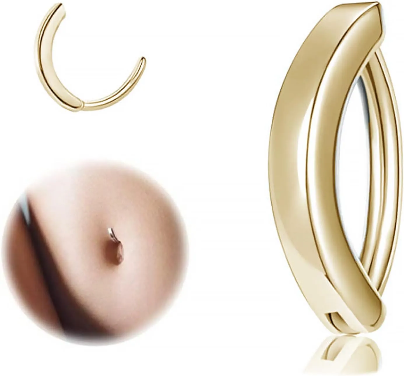 Clicker Belly Button Ring Hinged Belly Button Ring for Women Opal Small Hoop Belly Button Rings Simple Reverse Navel Rings Body Belly Piercing Jewelry