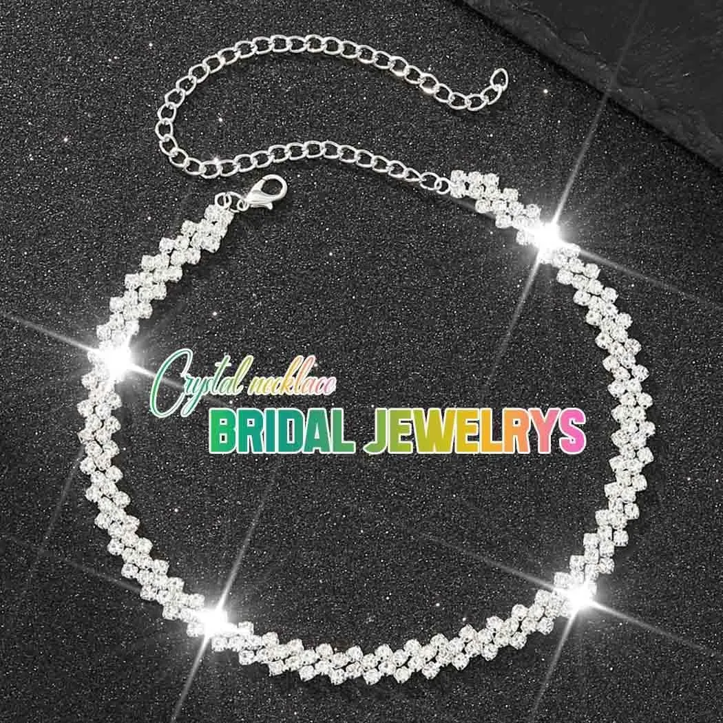CLOACE Rhinestone Choker Necklace Diamond Row Necklaces Sparkly Crystal Necklace Chain Jewerly Prom Accessories for Women