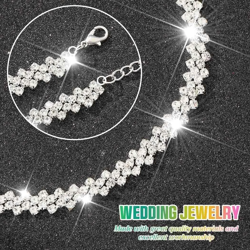 CLOACE Rhinestone Choker Necklace Diamond Row Necklaces Sparkly Crystal Necklace Chain Jewerly Prom Accessories for Women