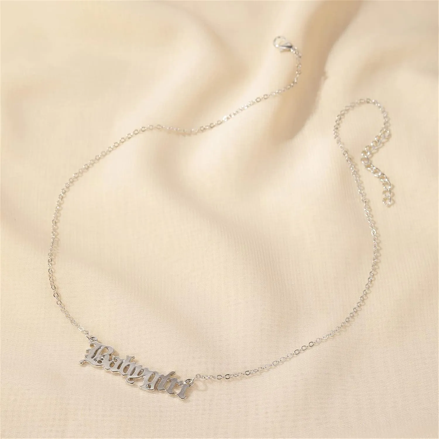 coadipress Old English Babygirl Necklace for Women Unique 18k Gold Silver Plated Adjustable Words Stainless Steel Clavicle Chain Necklaces Jewelry Birthday Gift