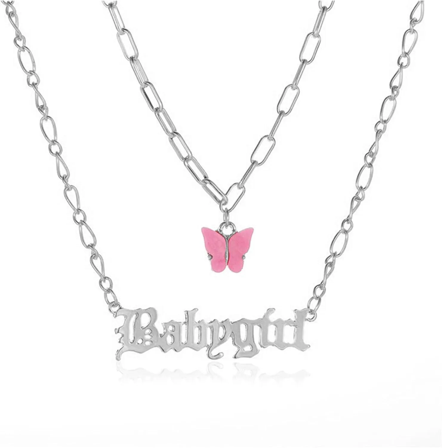 coadipress Old English Babygirl Necklace for Women Unique 18k Gold Silver Plated Adjustable Words Stainless Steel Clavicle Chain Necklaces Jewelry Birthday Gift