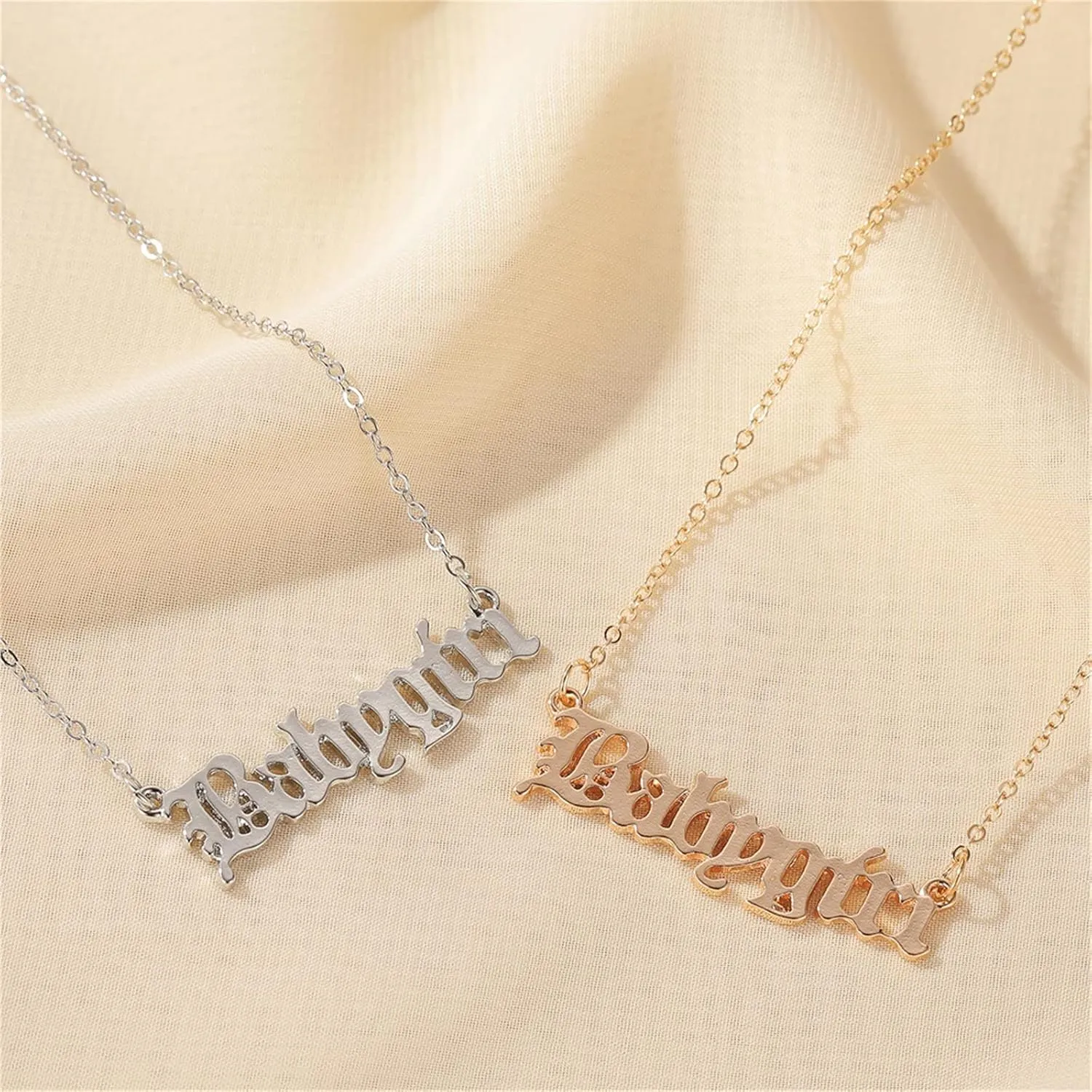 coadipress Old English Babygirl Necklace for Women Unique 18k Gold Silver Plated Adjustable Words Stainless Steel Clavicle Chain Necklaces Jewelry Birthday Gift