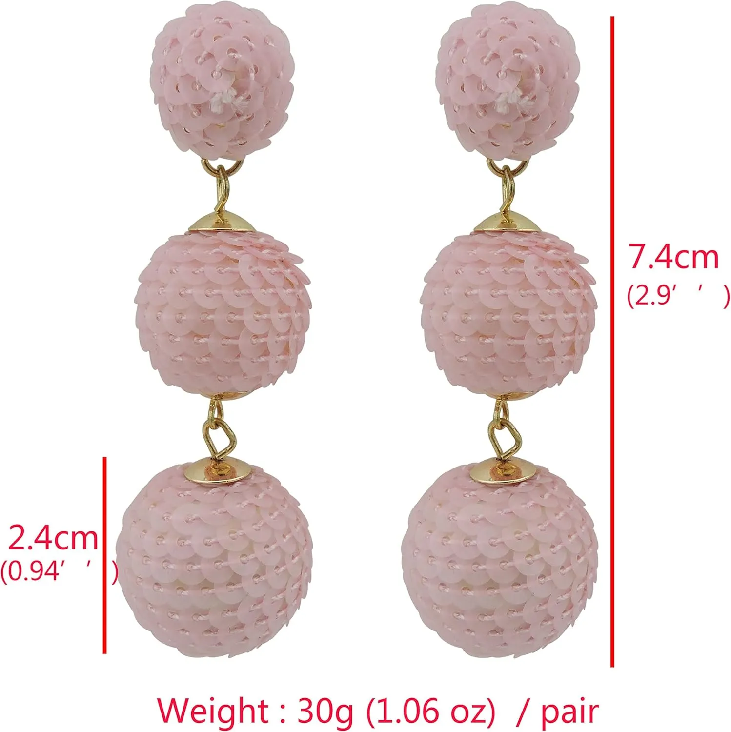 COIRIS Sequin Ball Dangle Stud Earrings for Women Beaded Statement Drop Earrings