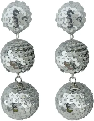 COIRIS Sequin Ball Dangle Stud Earrings for Women Beaded Statement Drop Earrings