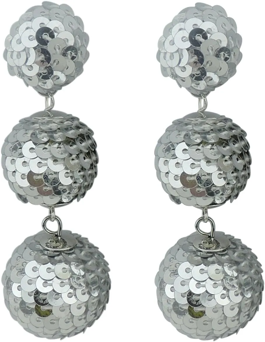 COIRIS Sequin Ball Dangle Stud Earrings for Women Beaded Statement Drop Earrings