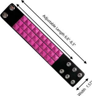Color 3 Row Pyramid Stud Wristband Punk Leather Bracelet Jewelry Bracelet