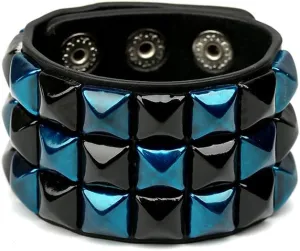 Color 3 Row Pyramid Stud Wristband Punk Leather Bracelet Jewelry Bracelet