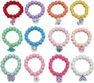 Colorful Enamel Dinosaur Charm Acrylic Beaded Strand Bracelet Set Round Beads for Women Cute Friendship Best Friend Preppy Y2k Party Jewelry