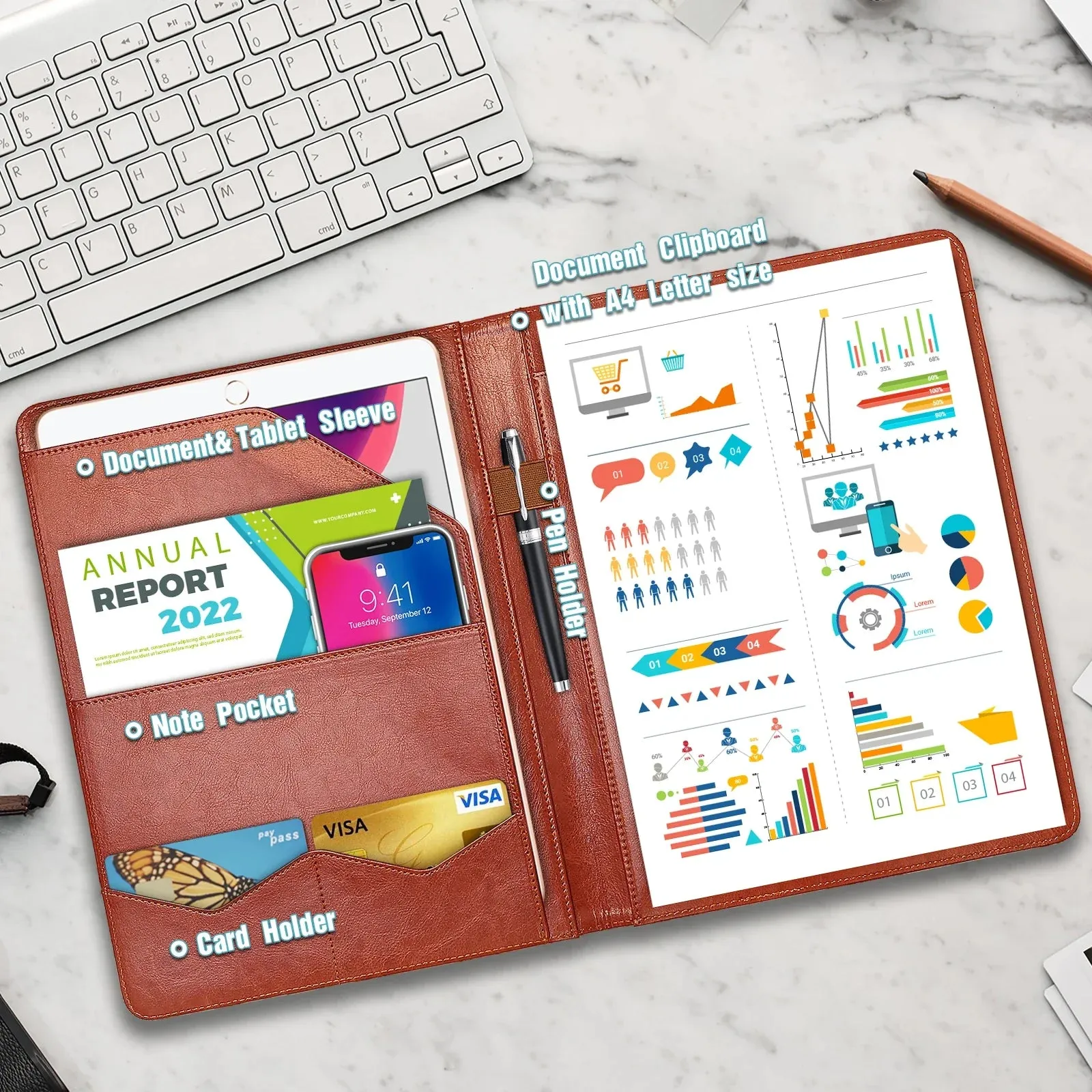 Conference Folder A4 Business Stationery Pu Leather Contract File Folders