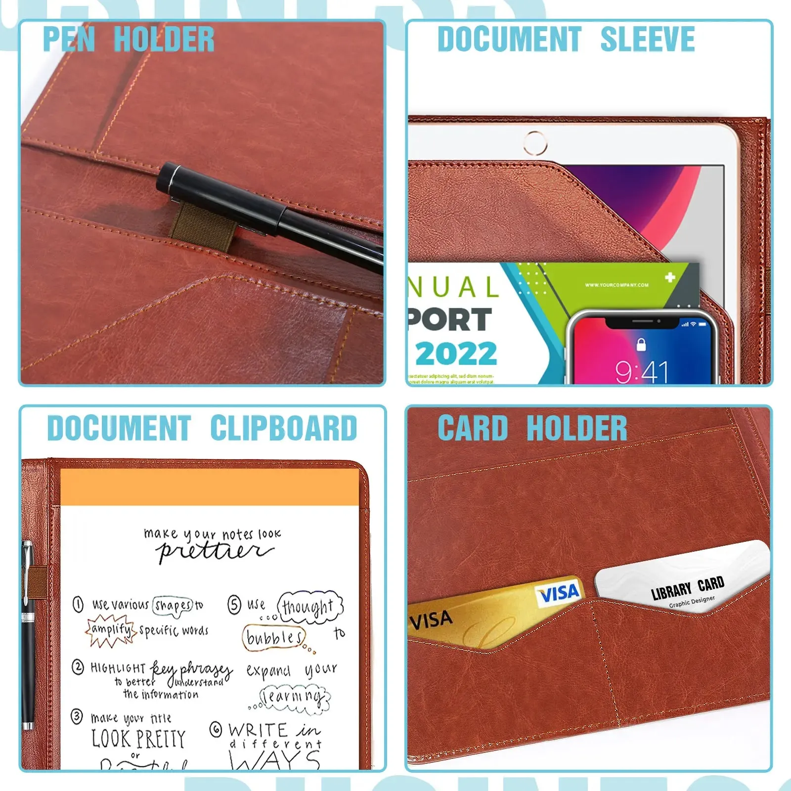 Conference Folder A4 Business Stationery Pu Leather Contract File Folders