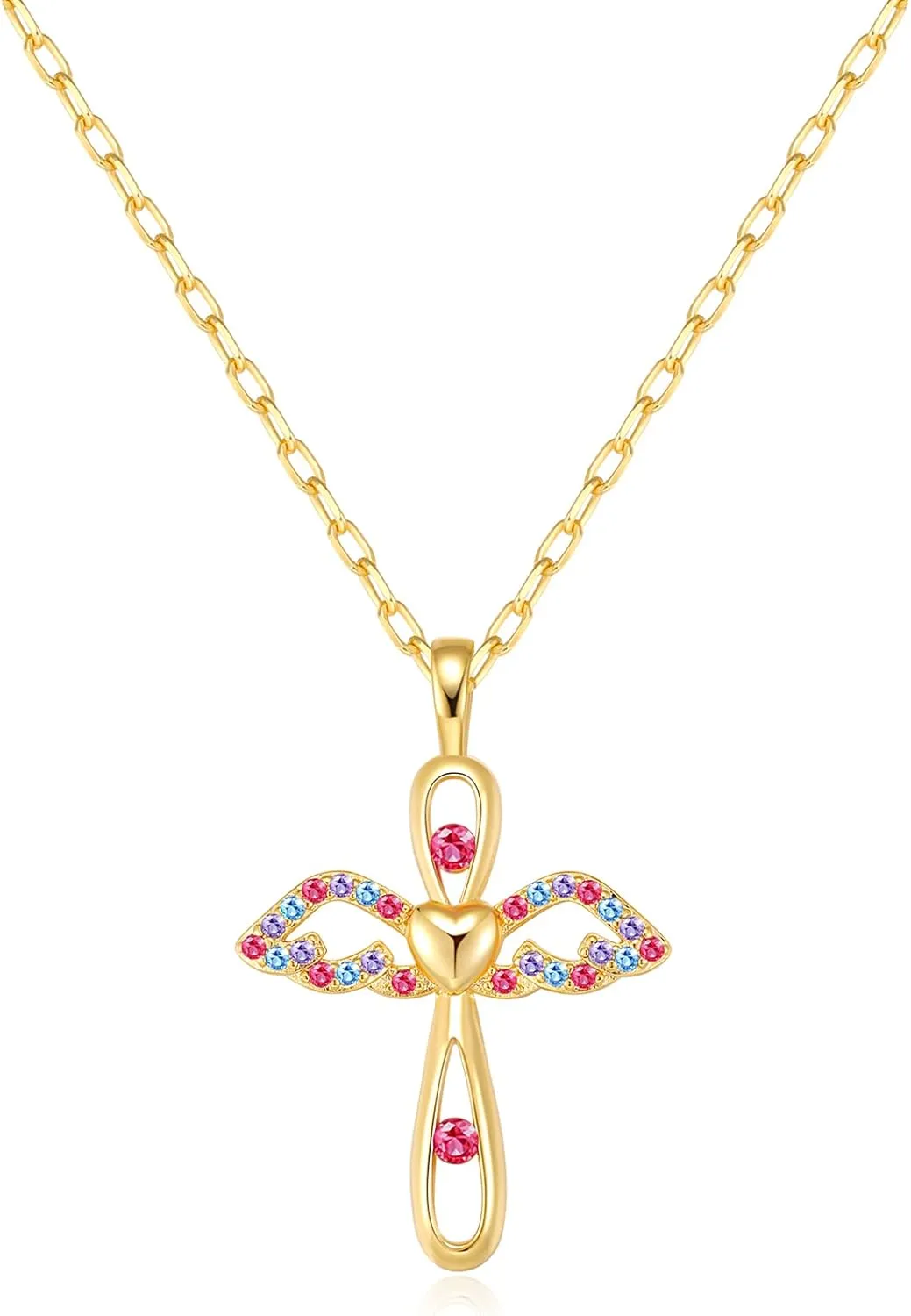 Cross Necklace First Communion Gifts for Girls, Dainty Necklaces for Teen Girls Cross Necklace Shiny CZ Religious Pendant Christian Jewelry Baptism Gifts for Girl